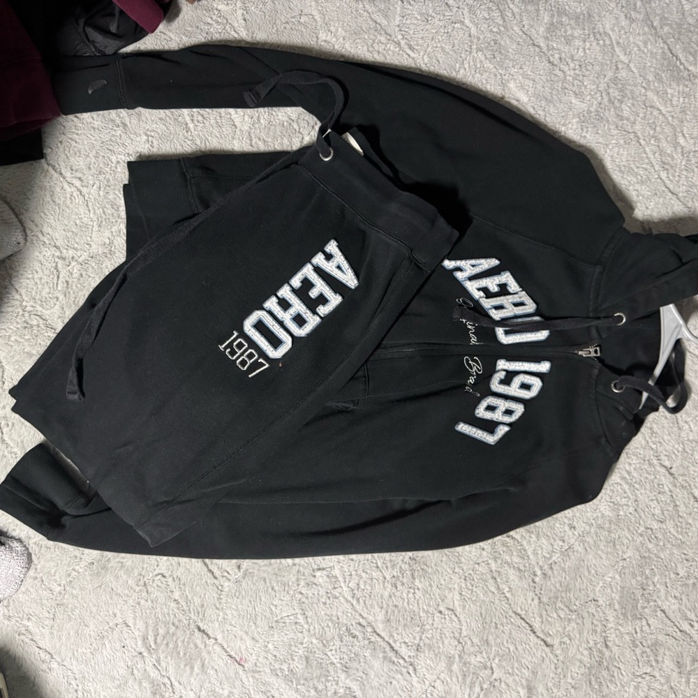 Aeropostale Black Hoodie and Shorts Set
